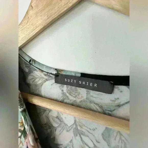 Suzy Shier Womens Floral Black Bodycon  Long Sleeve Wrap Preppy Midi Dress XS - Picture 4 of 9